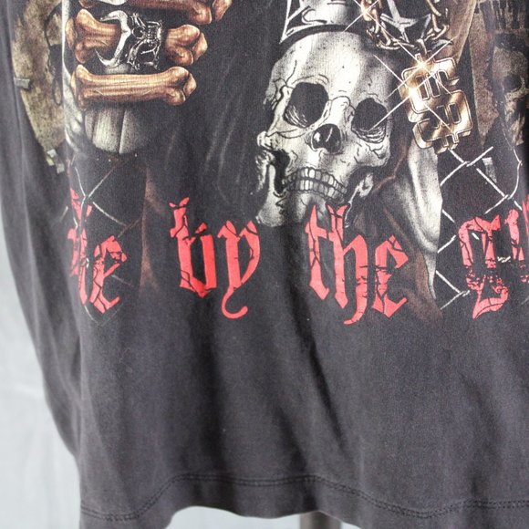 Retro Graphic T-shirt - Live by Gun Die by Gun Rock Chang - Men's Large - Picture 5 of 12